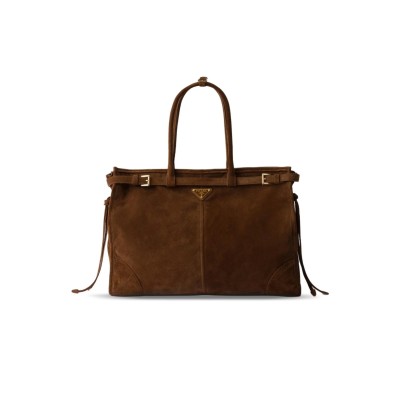 PRADA BONNIE LARGE SUEDE HANDBAG 1BA439_2C4S (42*30*12cm)